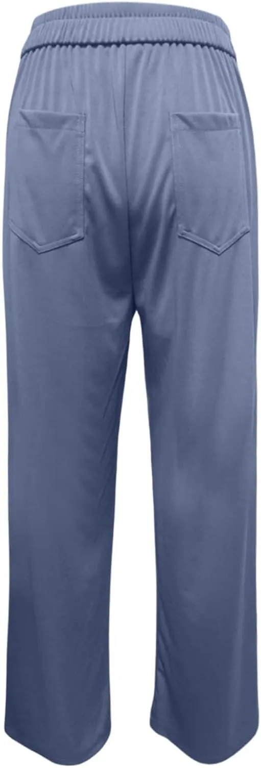 Women's Spring 2025 Dress Pants High Waist Straight Leg Pants Button Down Bottoms Work Pants Trousers with Pockets