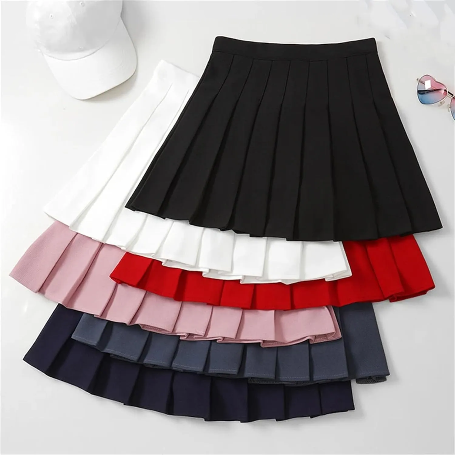 Women's Summer Pleated Skirt Elastic High Waist Short Mini Skirt for Women Sexy Sports Short Dress