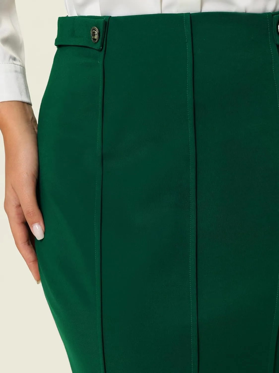 Women's Work Pencil Skirt High Waist Office Stretch Bodycon Midi Skirts