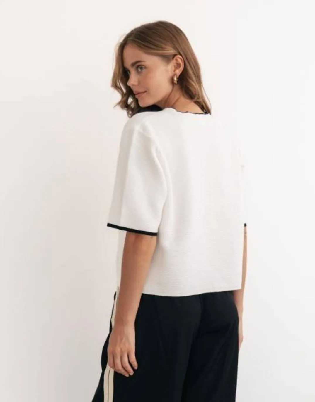 Yara Knit Short Sleeve Top - Ivory