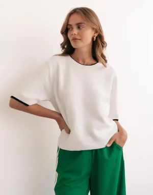Yara Knit Short Sleeve Top - Ivory