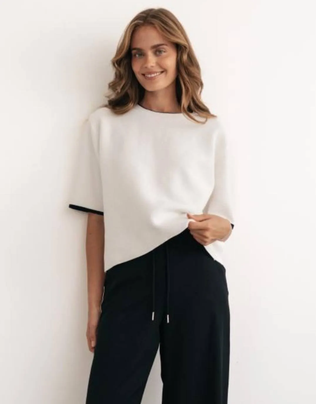 Yara Knit Short Sleeve Top - Ivory