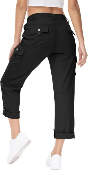 YSENTO Womens Cargo Hiking Pants with Pockets Lightweight Stretch Quick Dry Camping Travel Pants Roll Up
