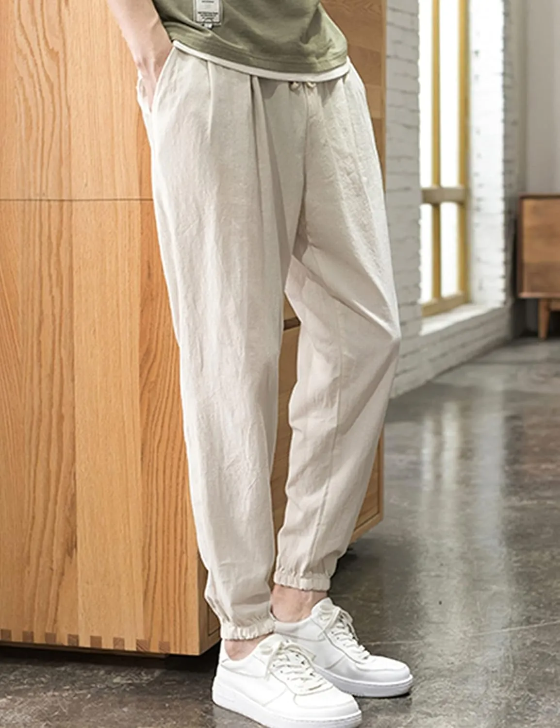Zontroldy Men's Pants Cotton Linen Yoga Golf Beach Jogger Sweat Lounge Harem Pants Trousers