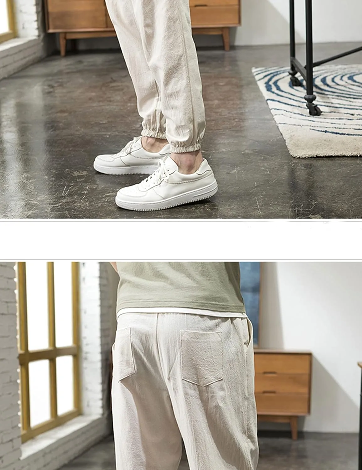 Zontroldy Men's Pants Cotton Linen Yoga Golf Beach Jogger Sweat Lounge Harem Pants Trousers